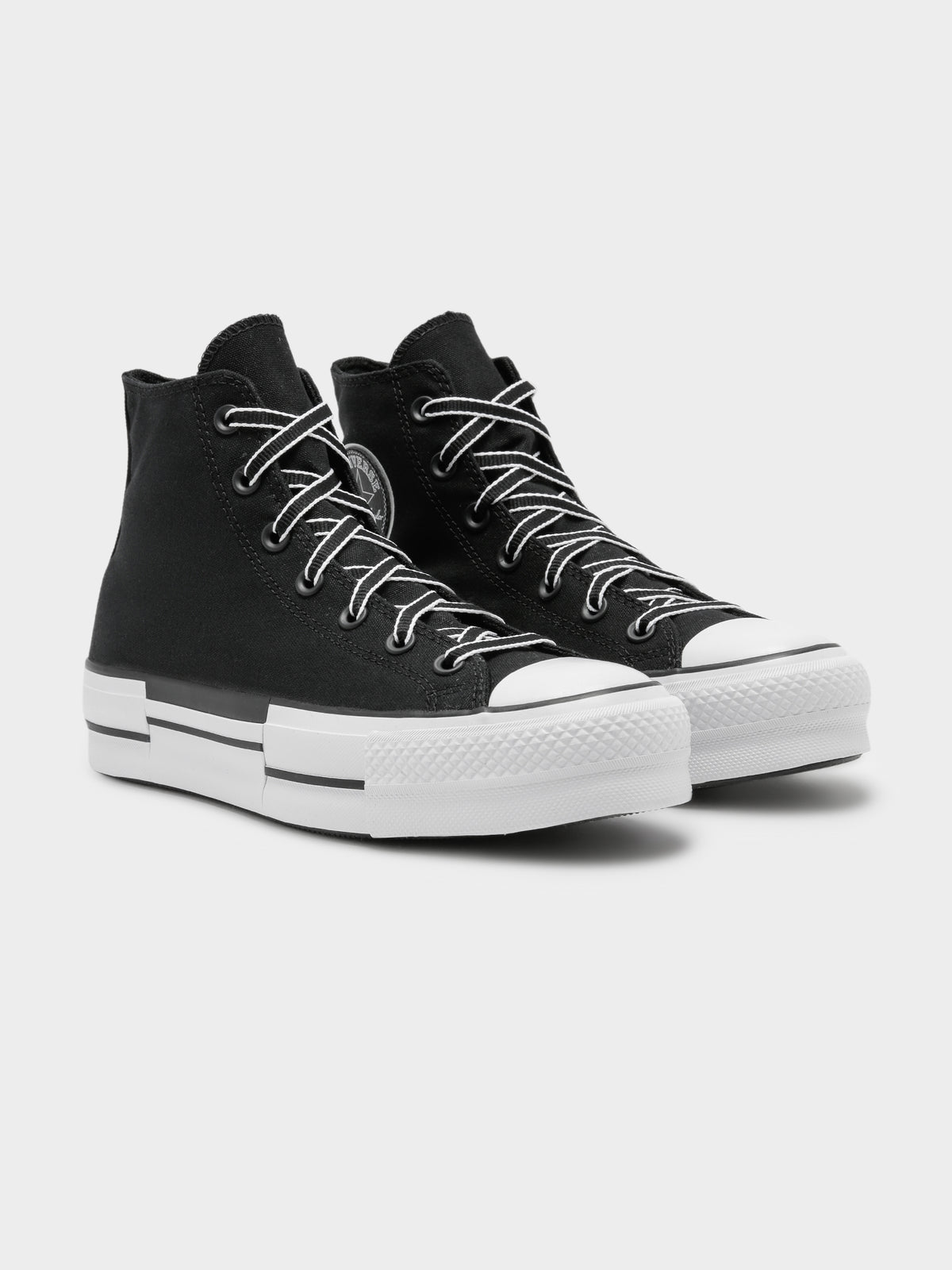 Converse Womens Chuck Taylor All Star Lift Outline Sketch Sneakers in Black & White | Black/White