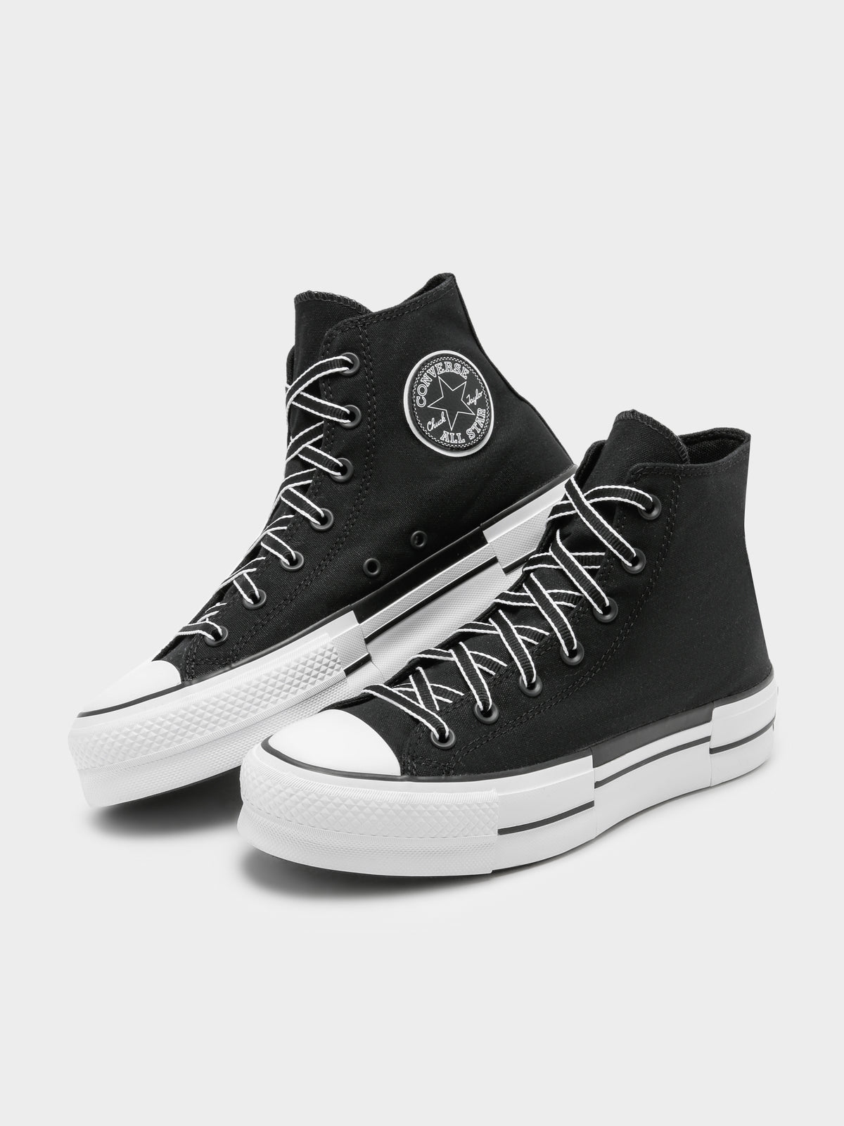 Converse Womens Chuck Taylor All Star Lift Outline Sketch Sneakers in Black & White | Black/White