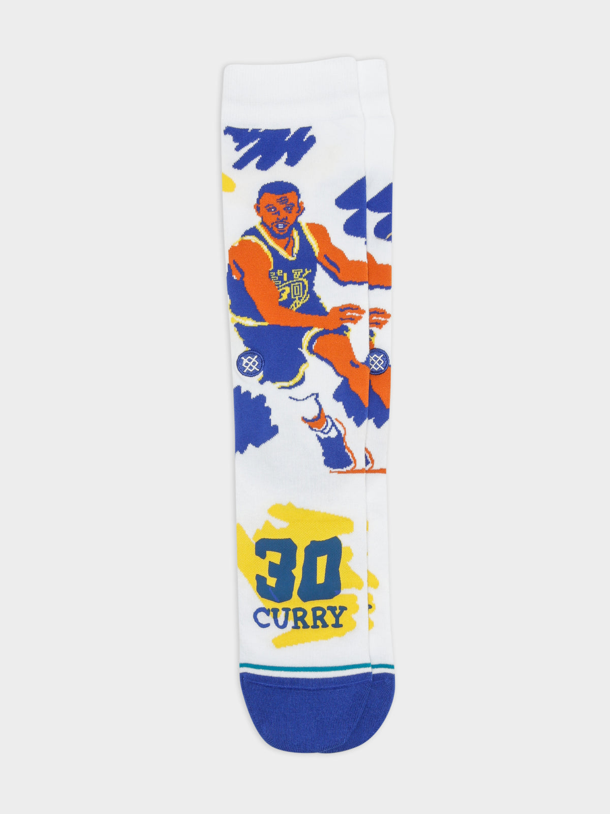 Stance One Pair of Paint Steph Curry Crew Socks in White | Multi