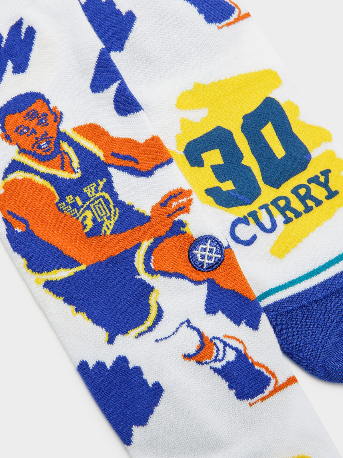 Stance One Pair of Paint Steph Curry Crew Socks in White | Multi