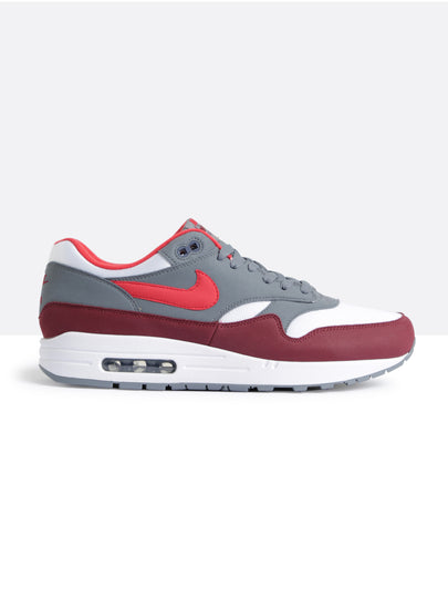 Mens Air Max 1 Sneakers in Cool Grey & Red