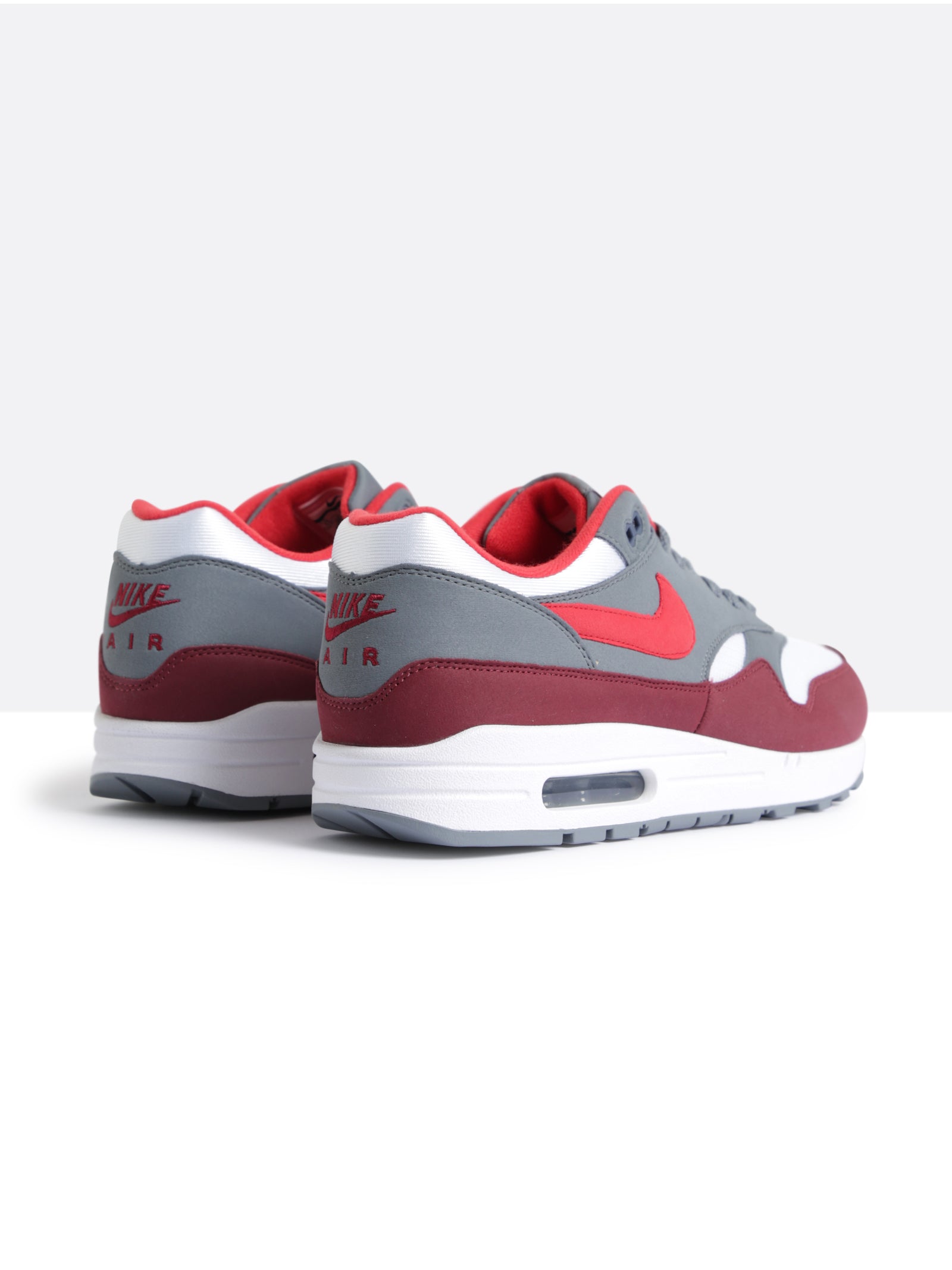 Mens Air Max 1 Sneakers in Cool Grey & Red