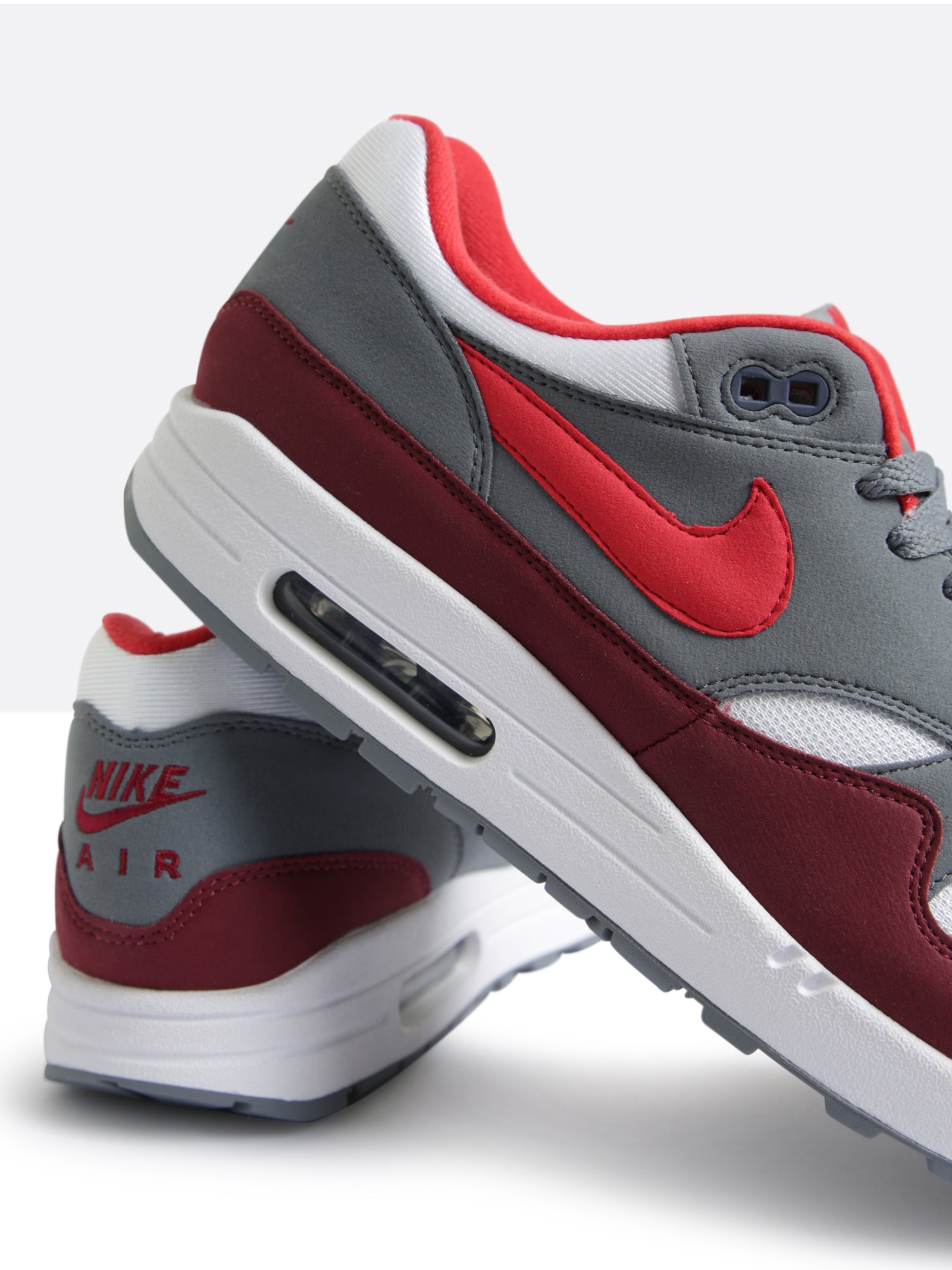 Mens Air Max 1 Sneakers in Cool Grey & Red