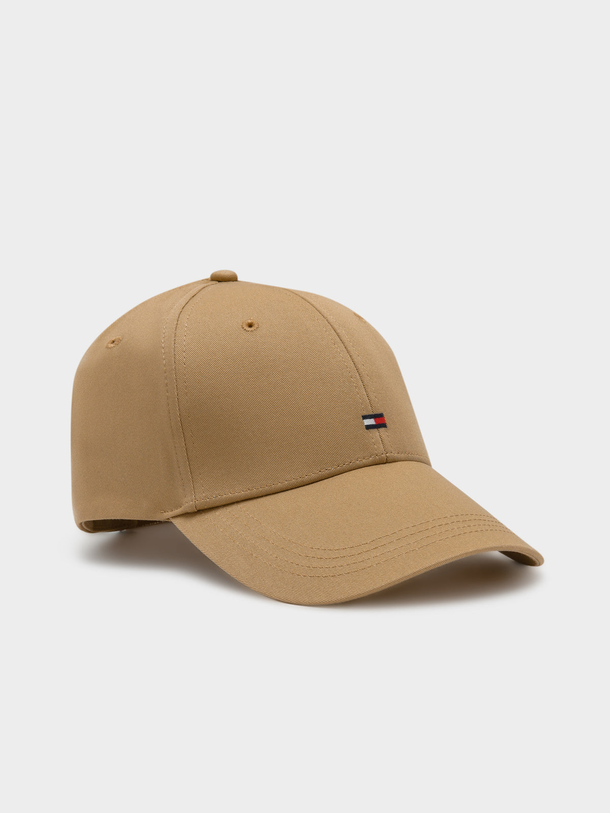 Tommy Hilfiger Essential Flag Embroidery Twill Cap in Classic Khaki | Tan