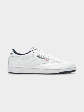 Unisex Club C 85 Sneakers in White & Grey Leather - Glue Store