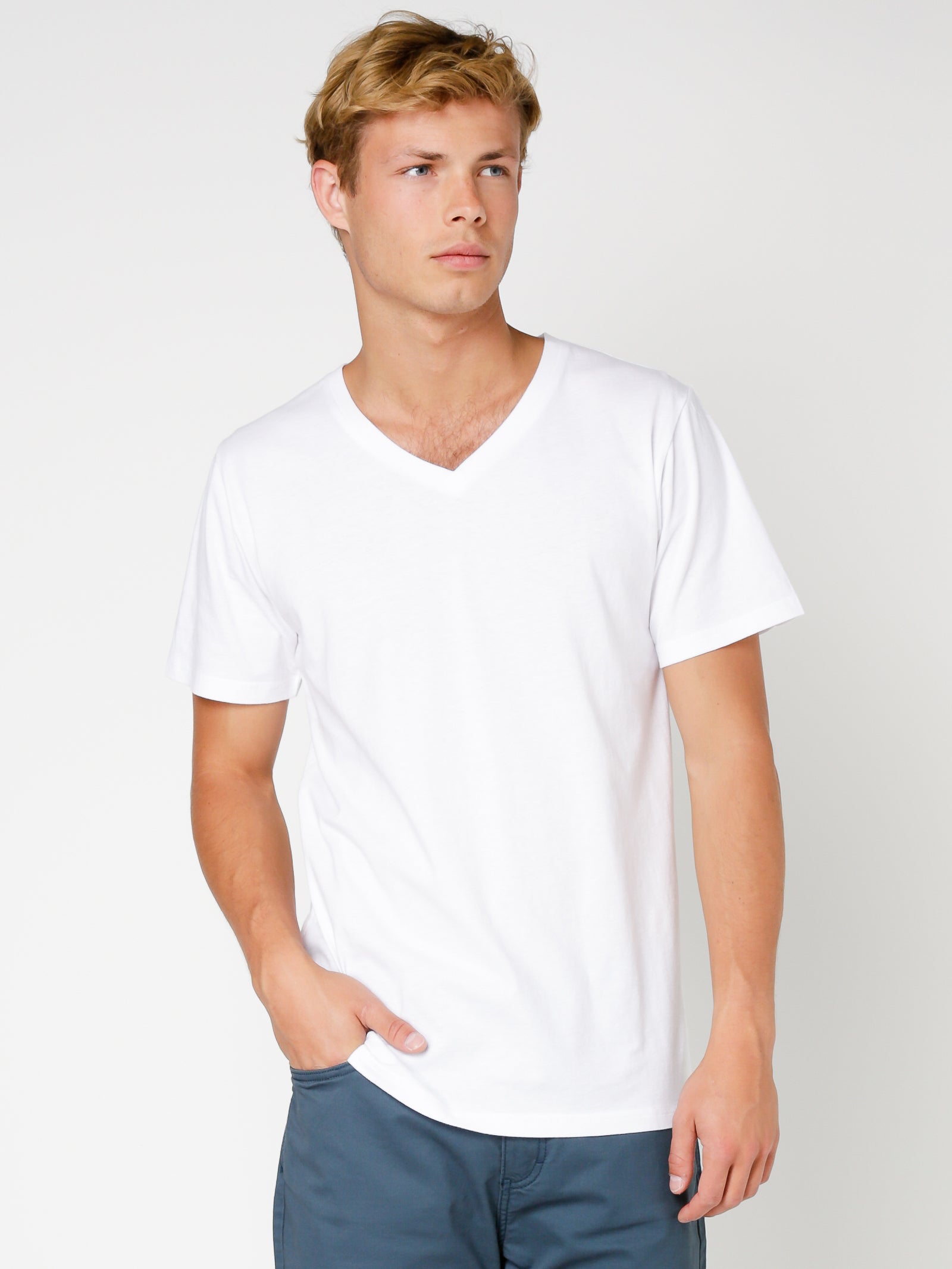 Article one Plain V-Neck T-Shirt in White White | Glue Store