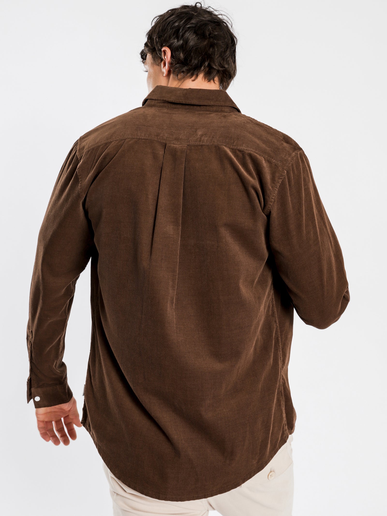 Axel Cord Long Sleeve Shirt in Mahogany