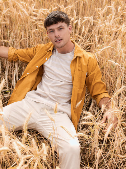 Axel Cord Long Sleeve Shirt in Mustard