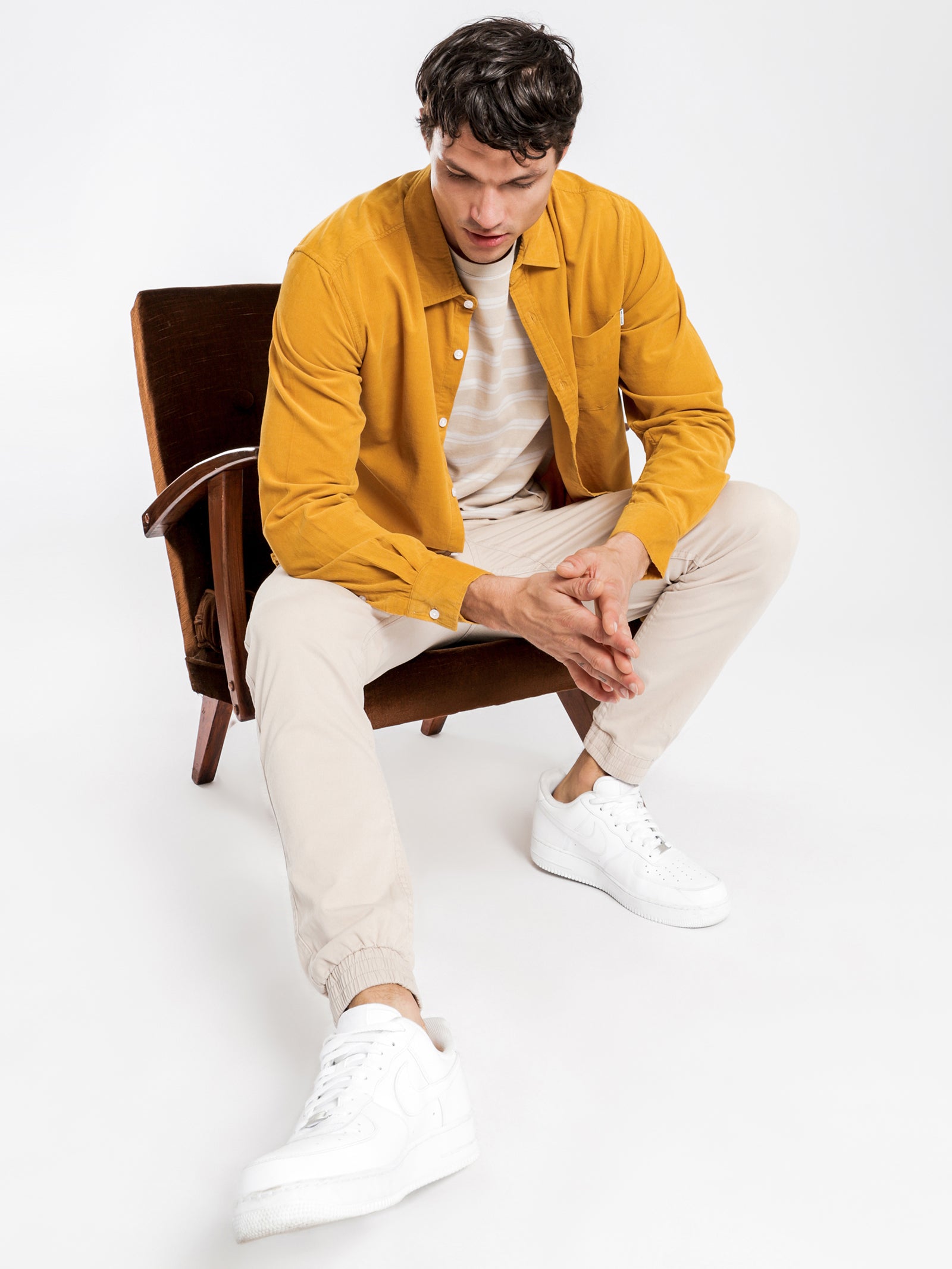 Axel Cord Long Sleeve Shirt in Mustard