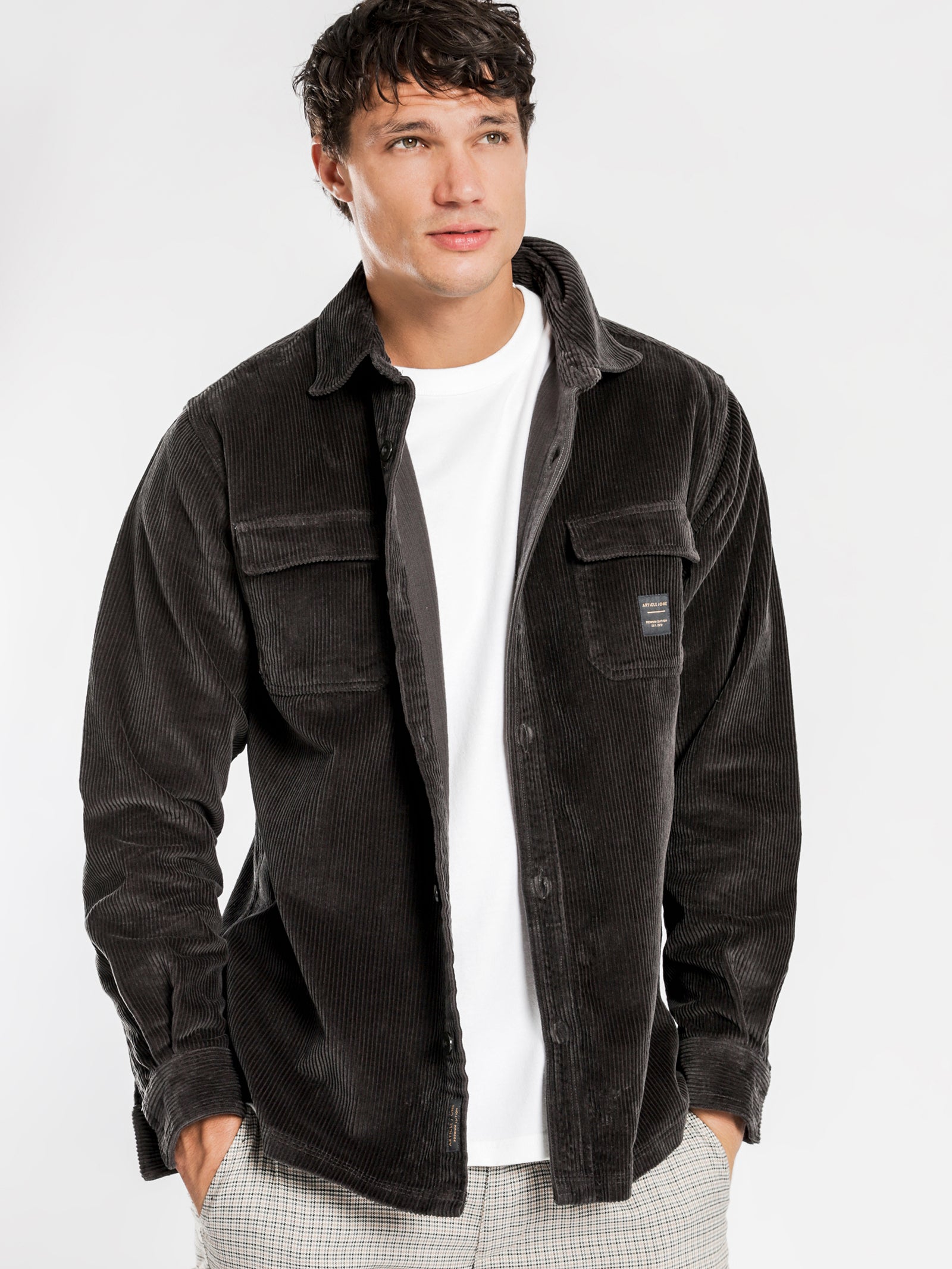 Kai Cord Overshirt in Black