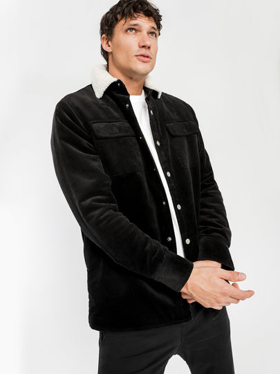 Kai Cord Sherpa Jacket in Black