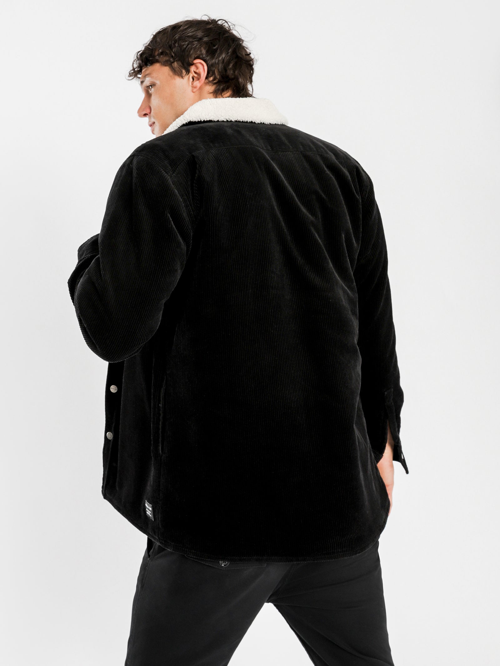 Kai Cord Sherpa Jacket in Black