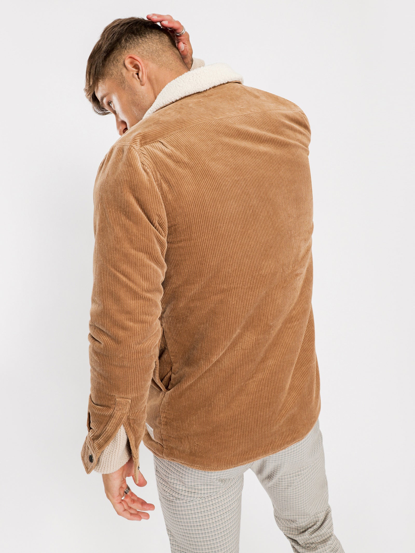 Kai Cord Sherpa Jacket in Tan