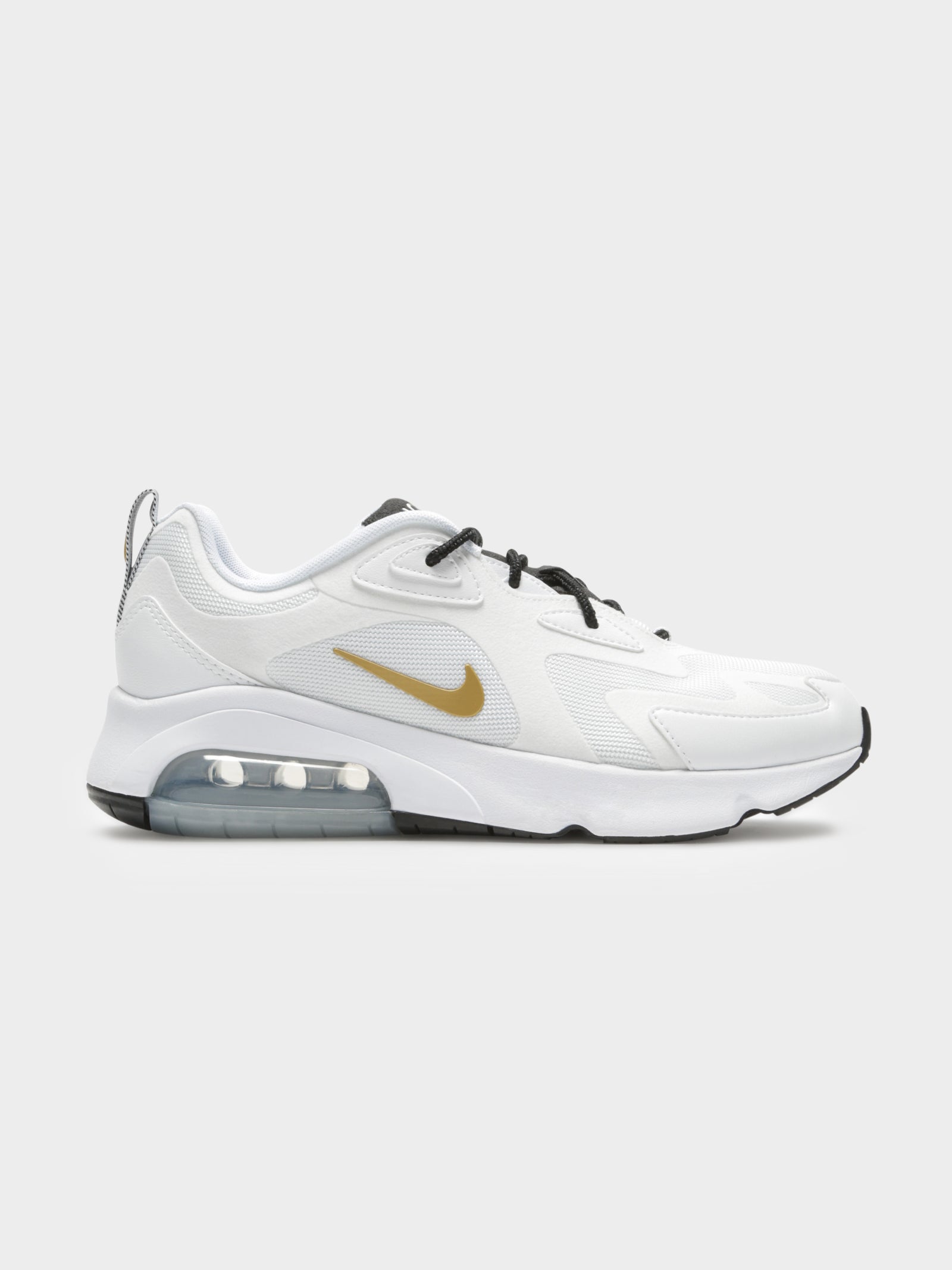 Womens Air Max 200 Sneakers in White & Metallic Gold