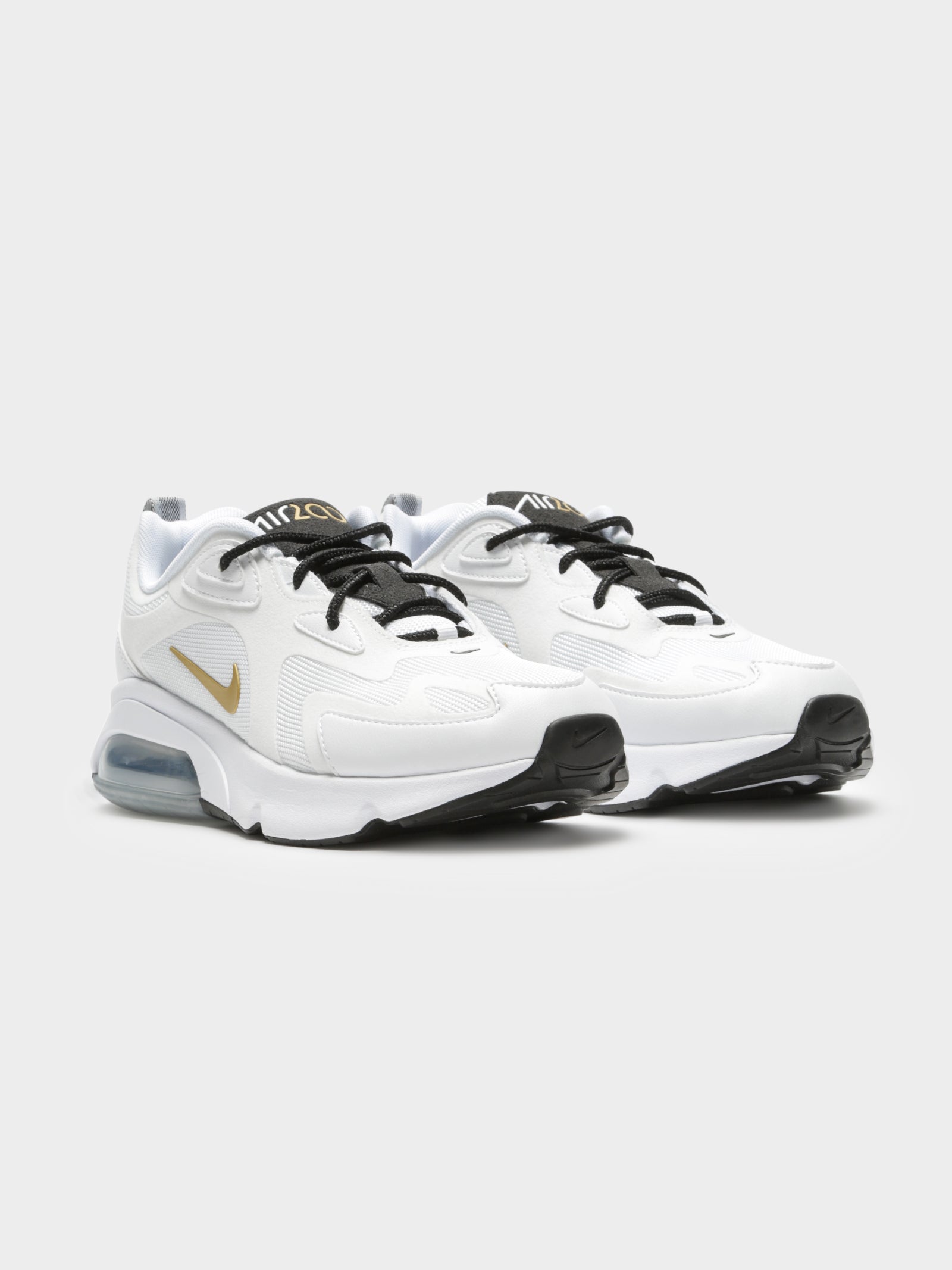 Womens Air Max 200 Sneakers in White & Metallic Gold