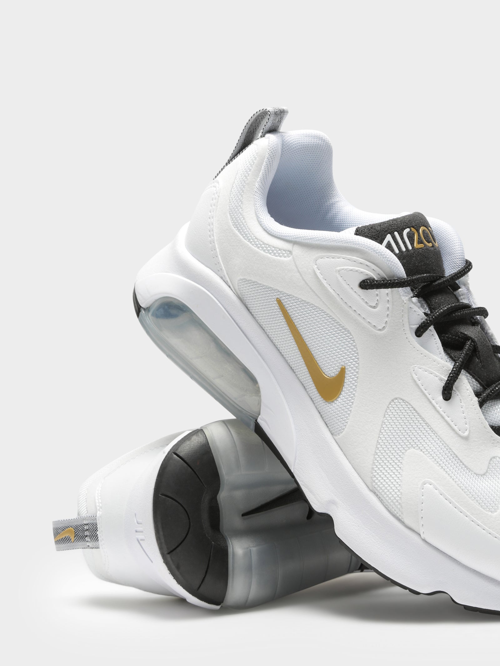 Womens Air Max 200 Sneakers in White & Metallic Gold