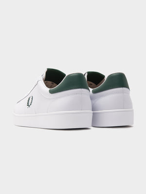 Spencer Leather Sneaker in White & Ivy Green - Glue Store