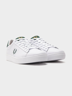 Spencer Leather Sneaker in White & Ivy Green - Glue Store