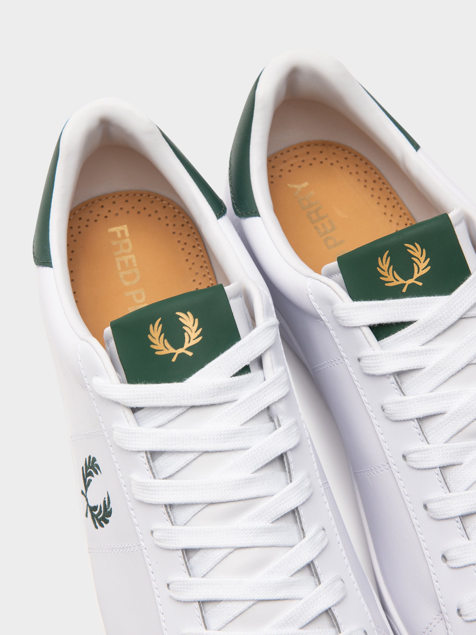 Spencer Leather Sneaker in White & Ivy Green - Glue Store