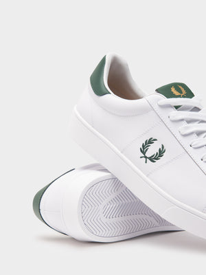 Spencer Leather Sneaker in White & Ivy Green - Glue Store