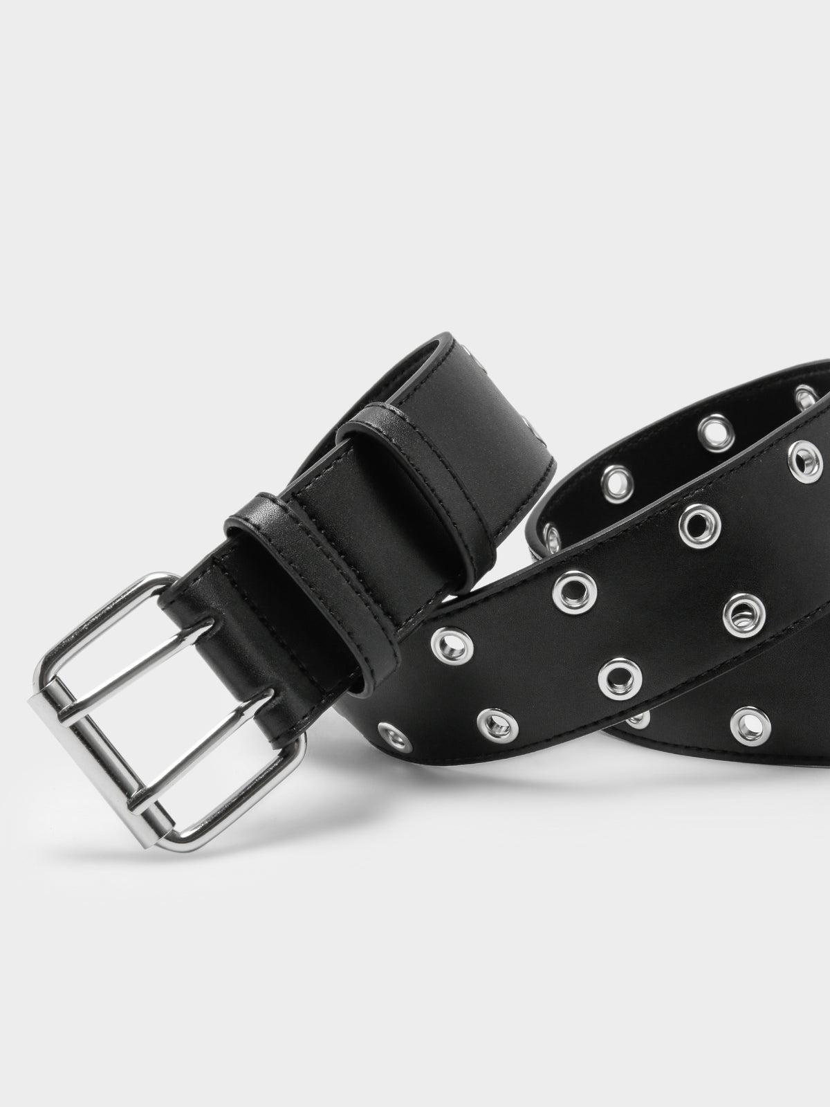 Beyond Her Double Eyelet Belt in Black | Black