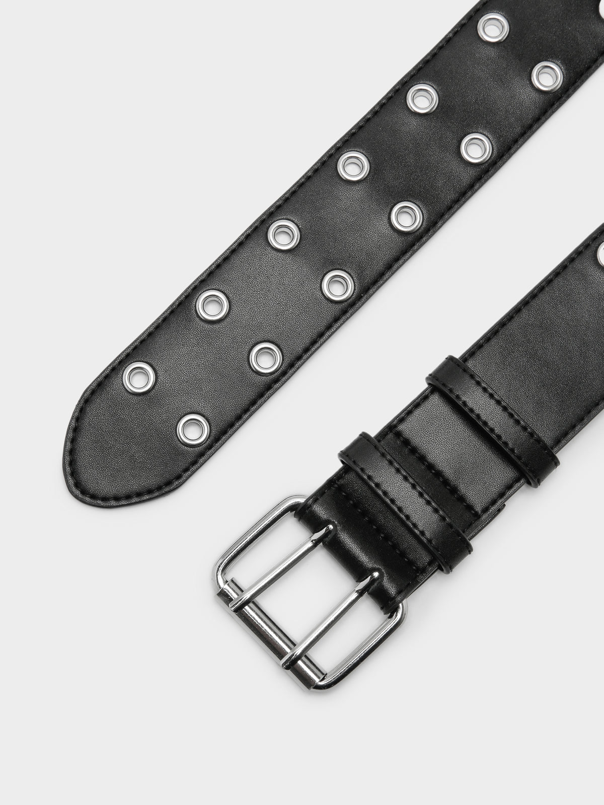 Beyond Her Double Eyelet Belt in Black | Black