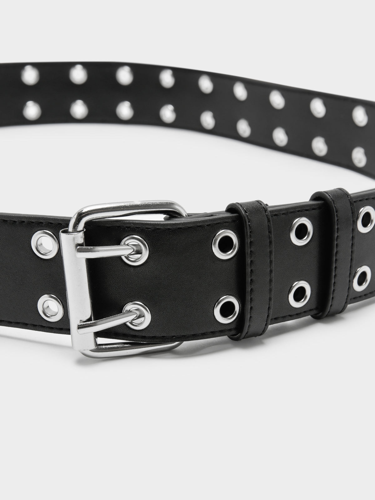 Beyond Her Double Eyelet Belt in Black | Black