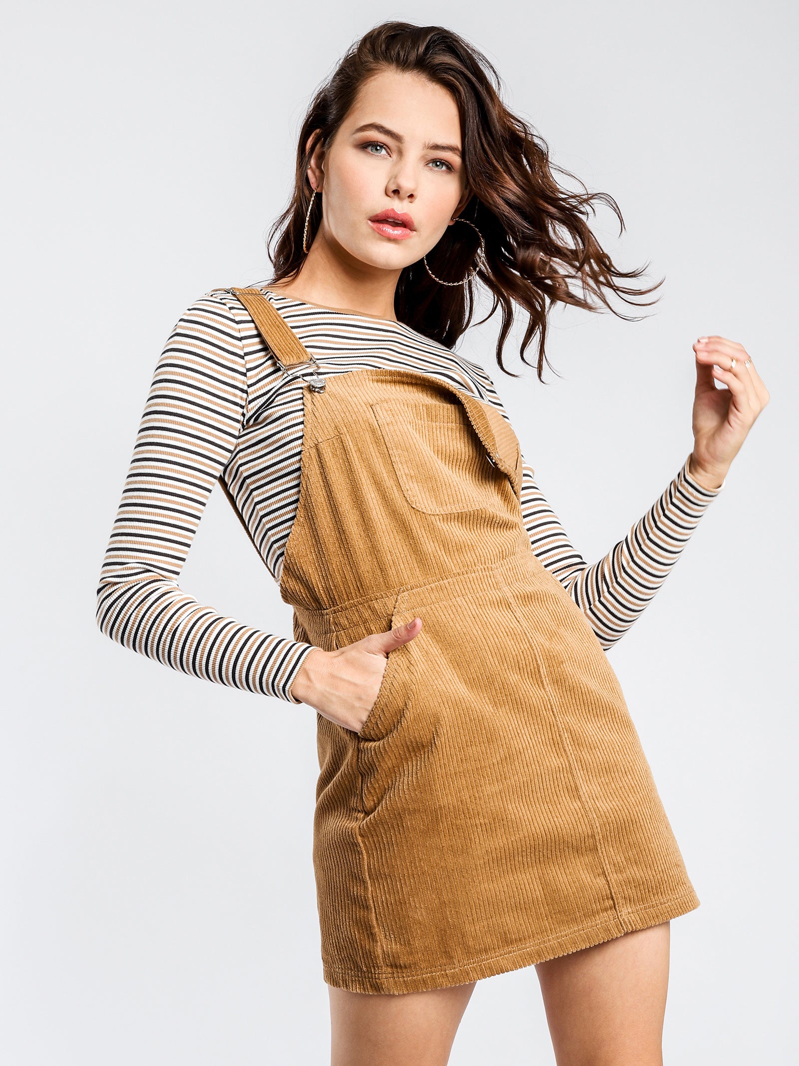 Tan best sale pinafore dress