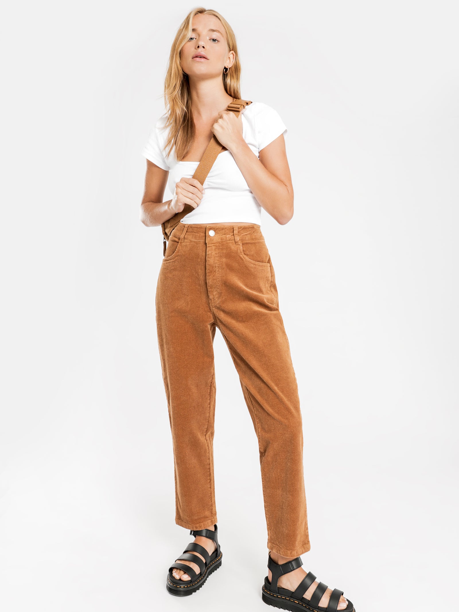 Mom Cord Pants in Tan