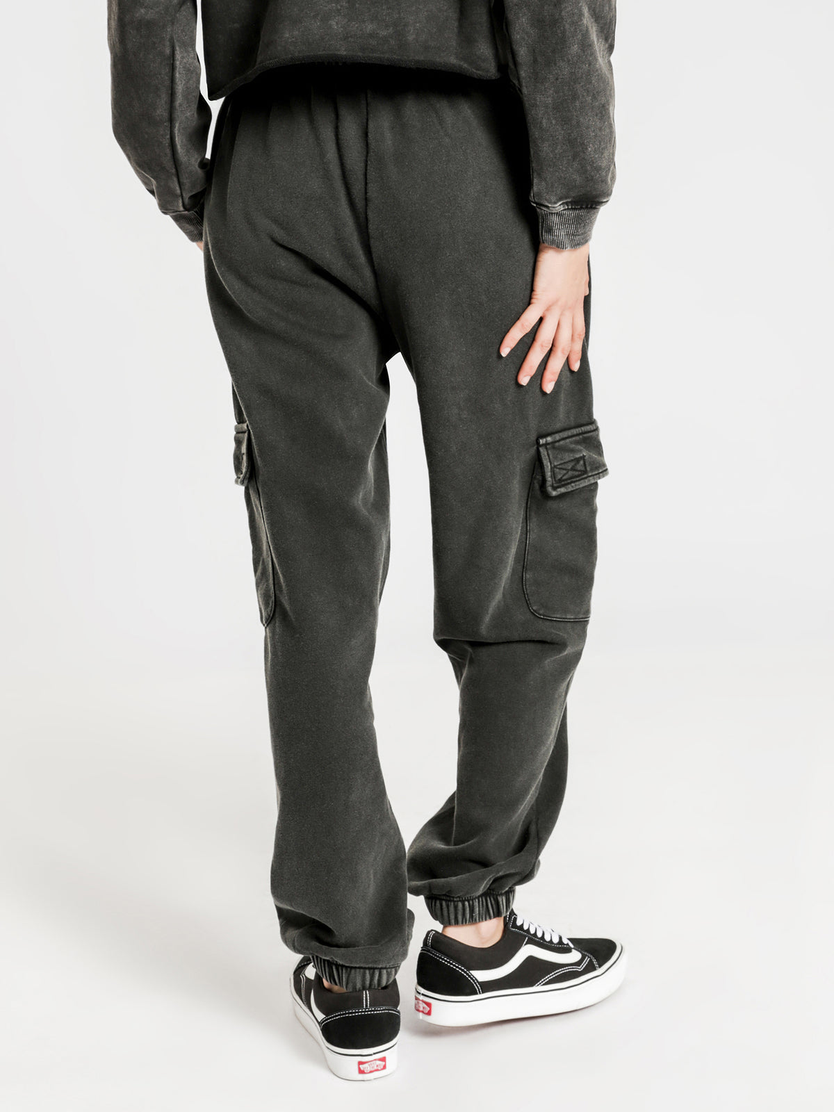 Beyond Her Savage Cargo Track Pants in Washed Black | Washed Black