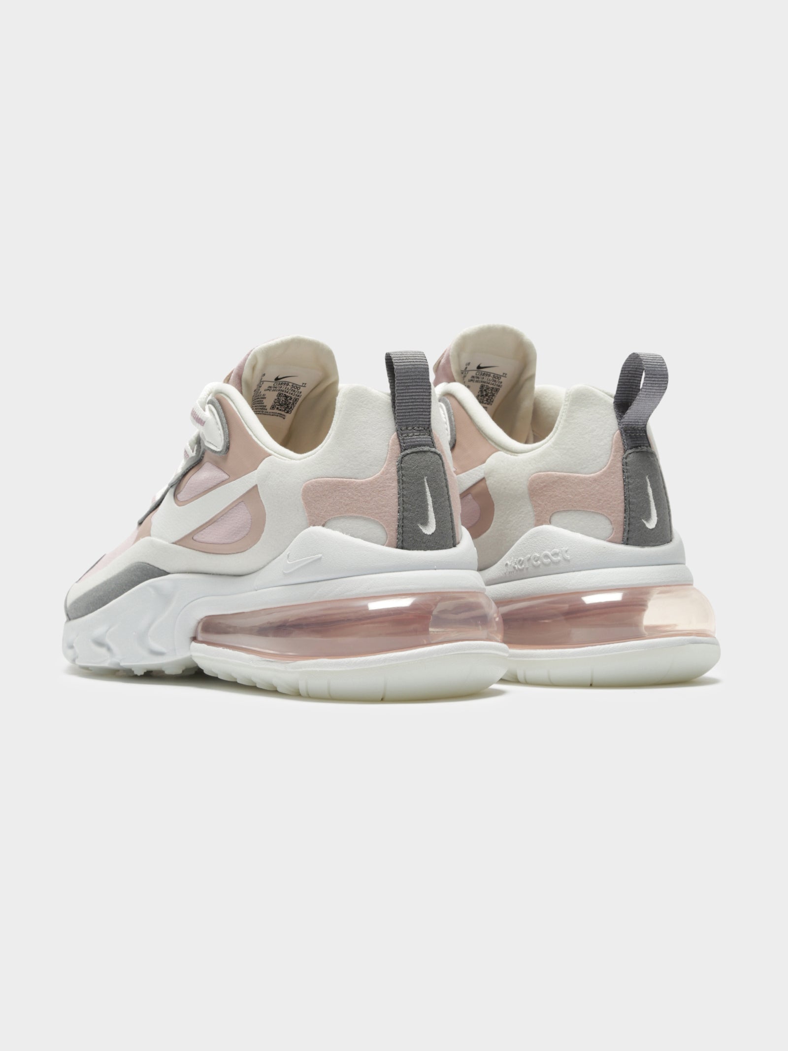 Womens Air Max React 270 Sneakers in Pink, White & Grey