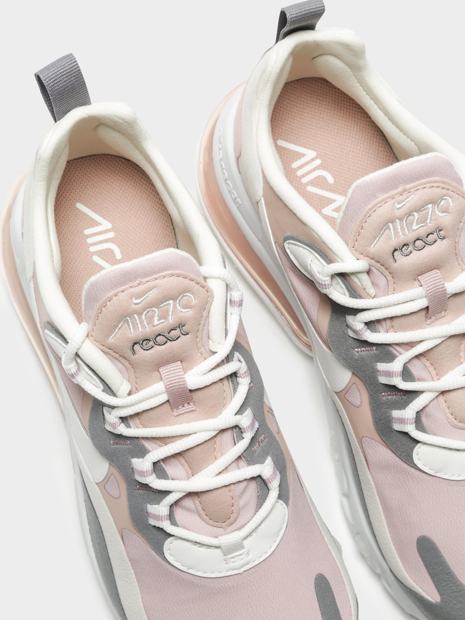 Womens Air Max React 270 Sneakers in Pink, White & Grey