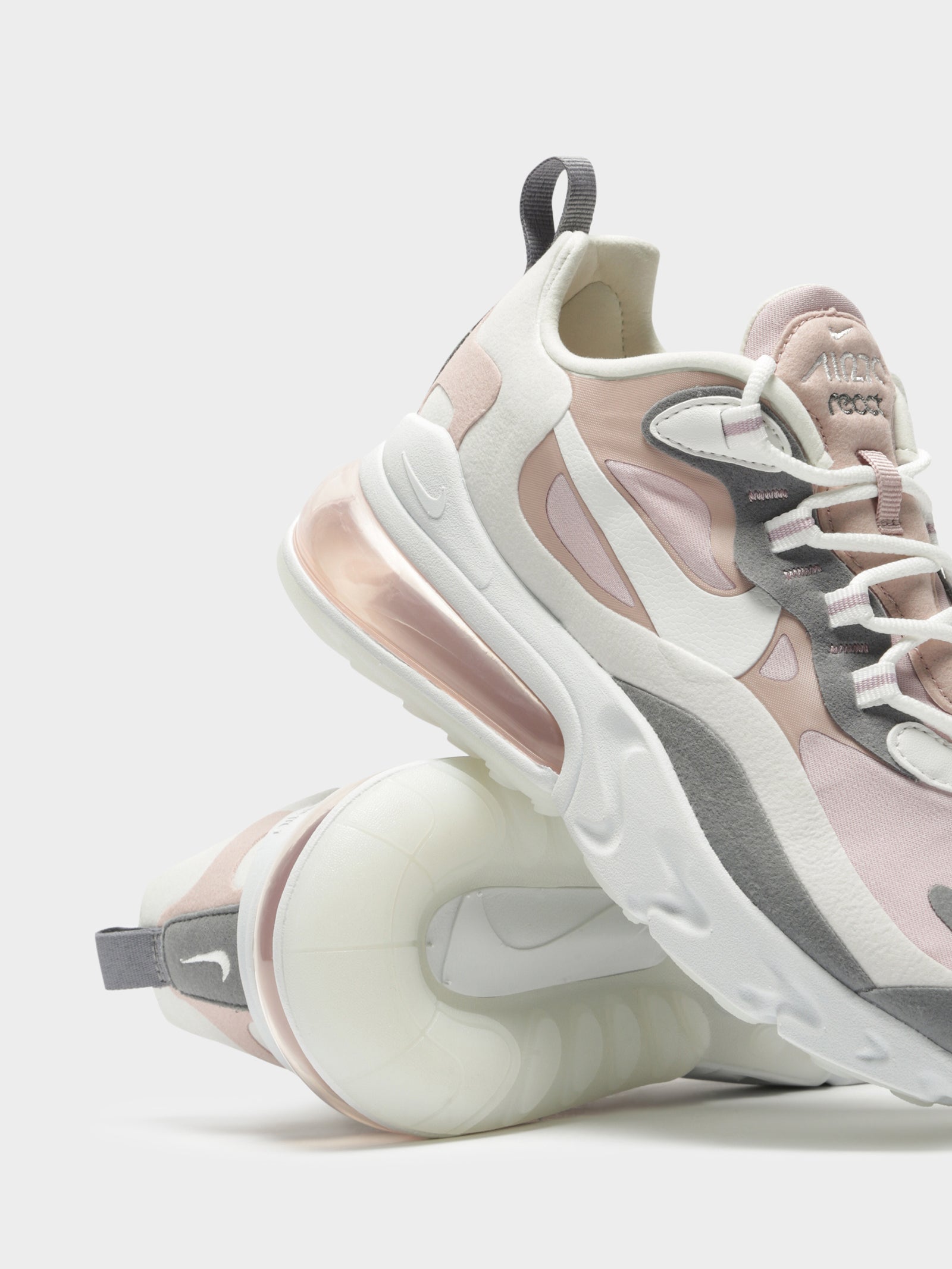 Womens Air Max React 270 Sneakers in Pink, White & Grey