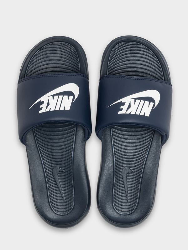 Nike Mens Victori One Slides in Navy & White Navywhite | Glue Store