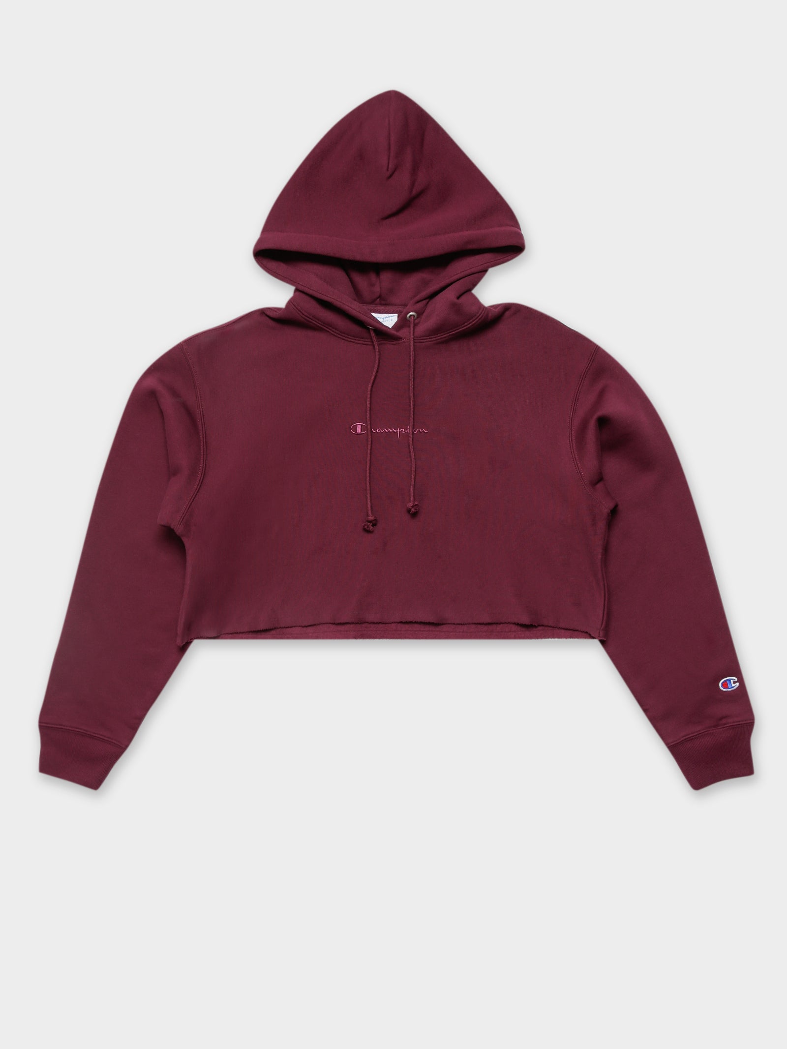 Reverse Weave Tonal Crop Hood in Dark Berry Purple