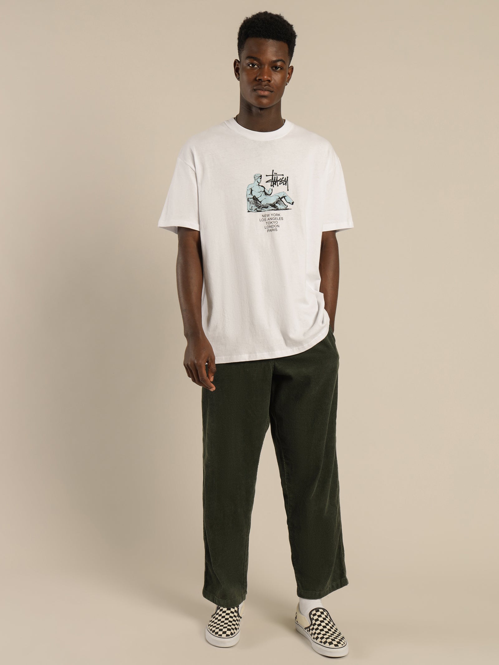 Cord Relaxed Pant in Dark Green