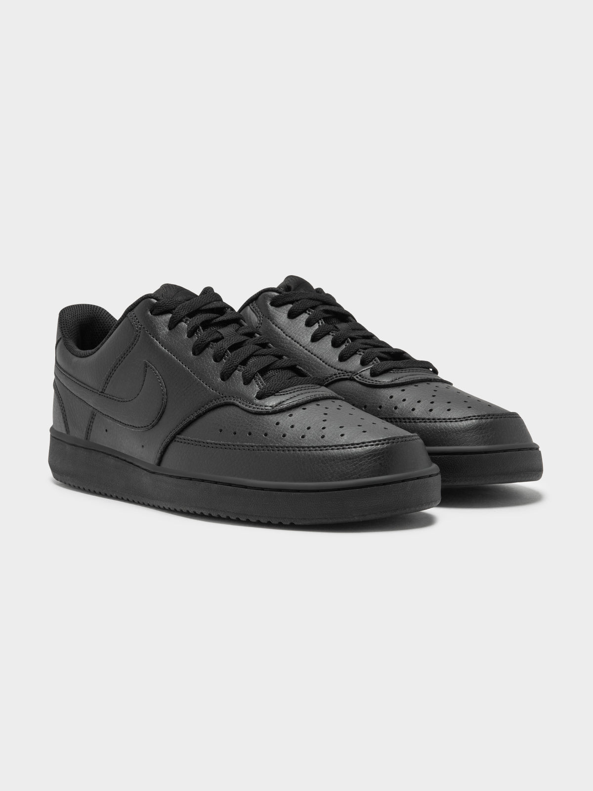 Nike Mens Court Vision Low Top Sneakers in Black | Black/Black