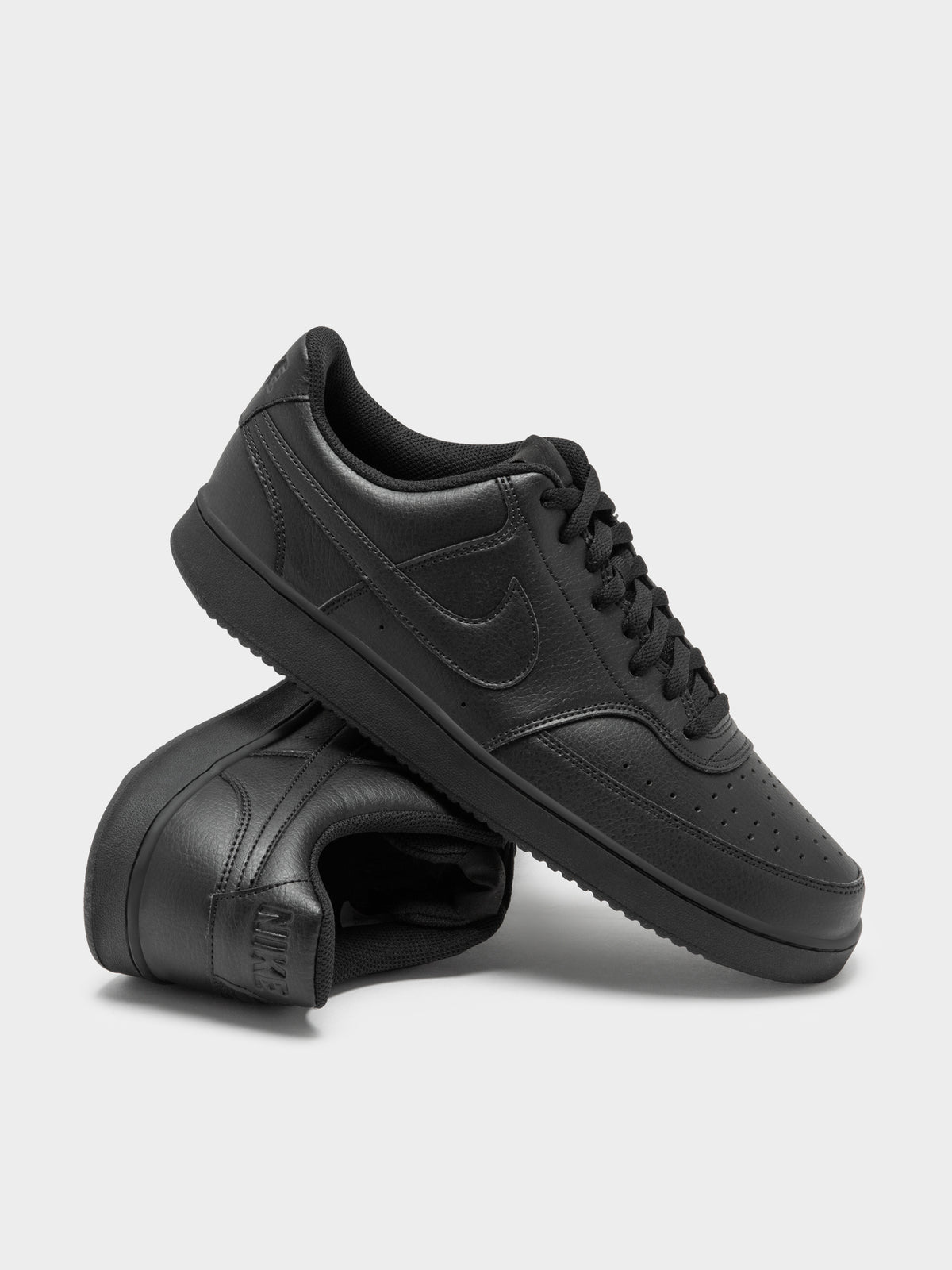 Nike Mens Court Vision Low Top Sneakers in Black | Black/Black