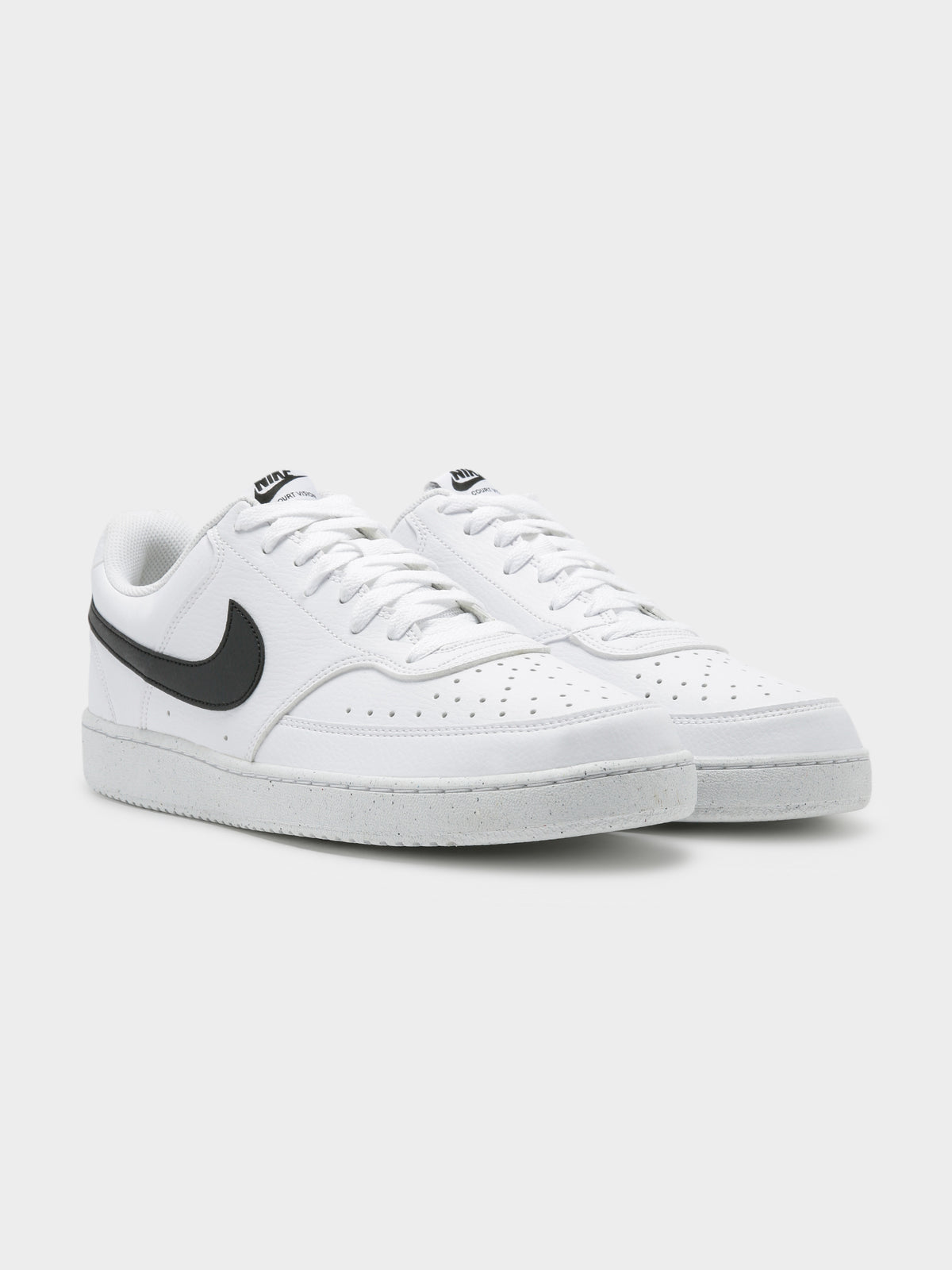 Nike Mens Court Vision Low Next Nature in White & Black | White/Black