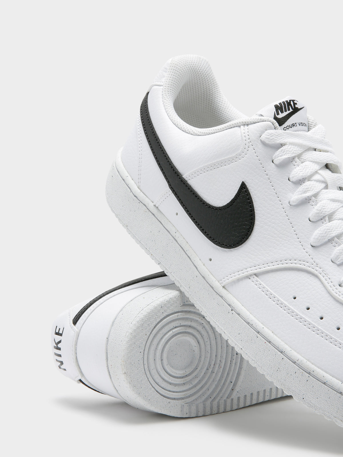 Nike Mens Court Vision Low Next Nature in White & Black | White/Black