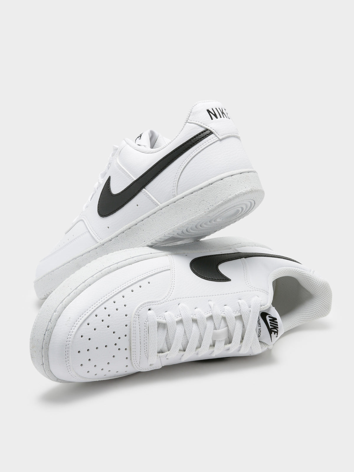 Nike Mens Court Vision Low Next Nature in White & Black | White/Black