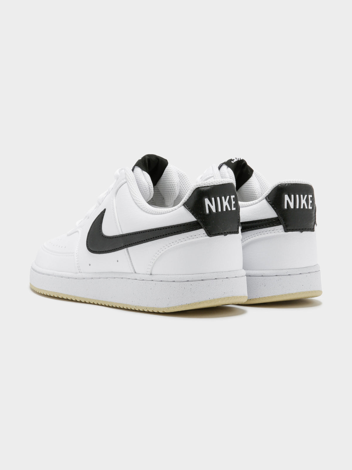 Nike Mens Court Vision Low Next Nature Sneakers in White & Black | White/Black