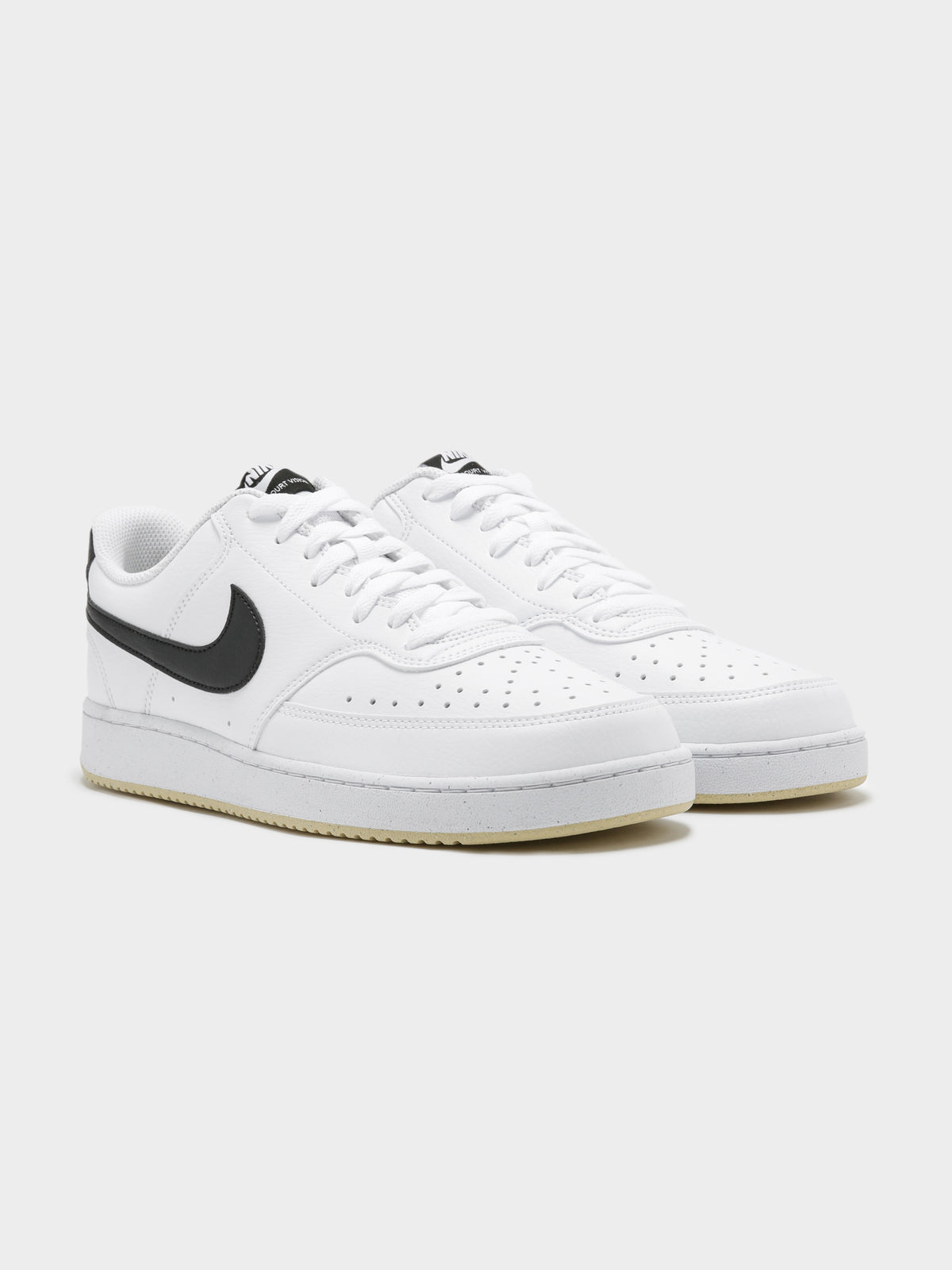 Nike Mens Court Vision Low Next Nature Sneakers in White & Black | White/Black