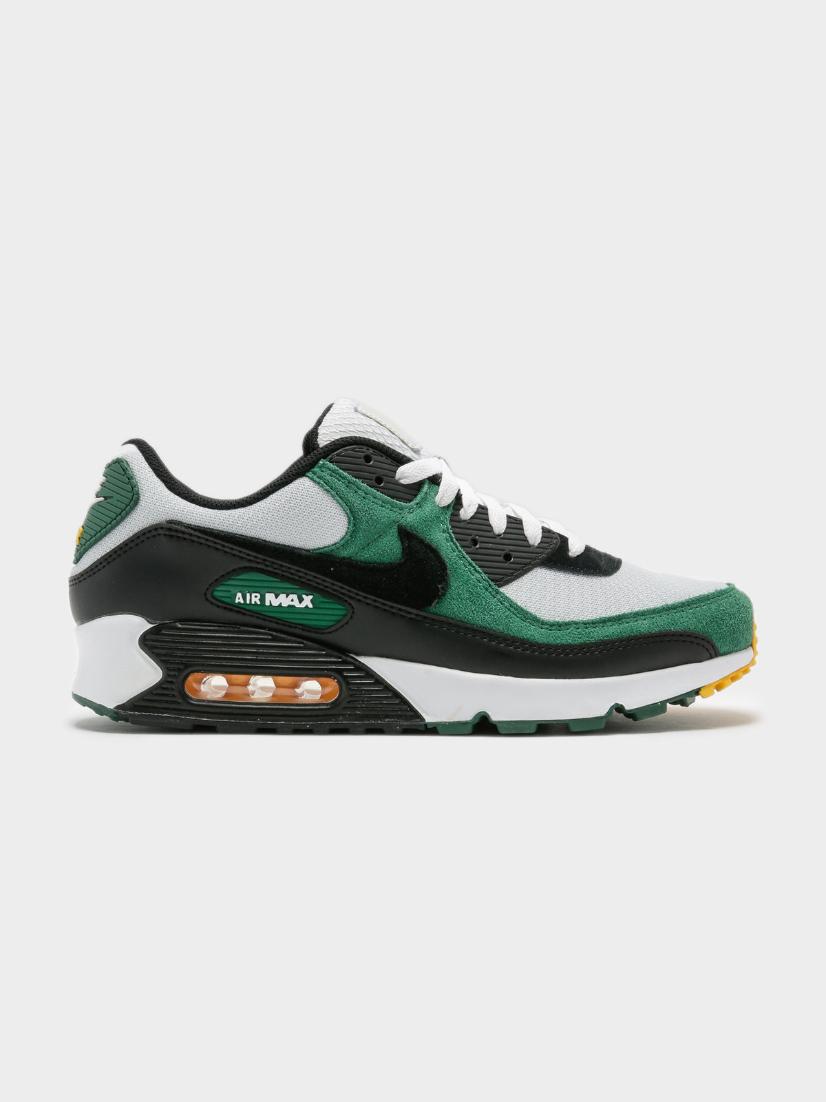 Nike Mens Air Max 90 Sneakers in Pure Platinum & Gorge Green | Grey/Black