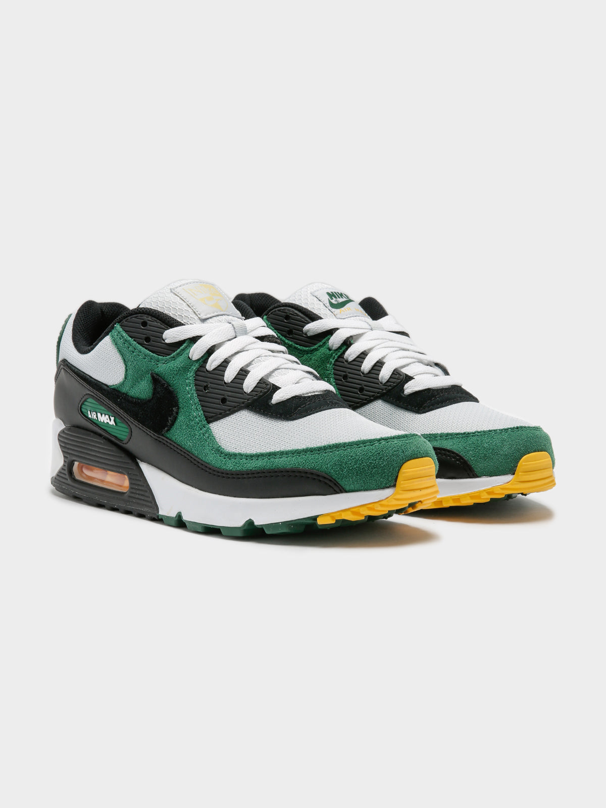 Nike Mens Air Max 90 Sneakers in Pure Platinum & Gorge Green | Grey/Black