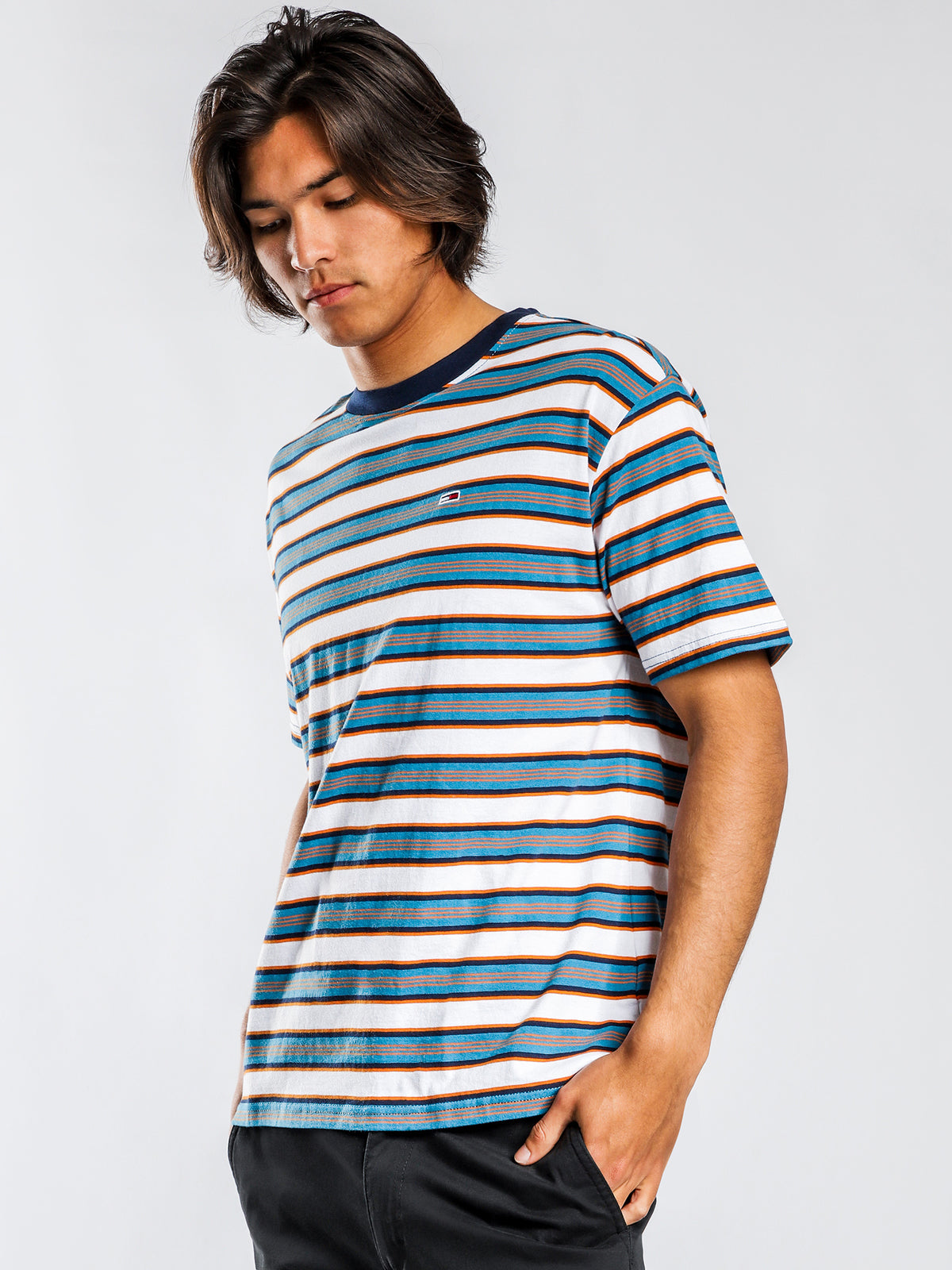 Tommy Hilfiger Retro Stripe Short Sleeve T-Shirt in Blue | Blue