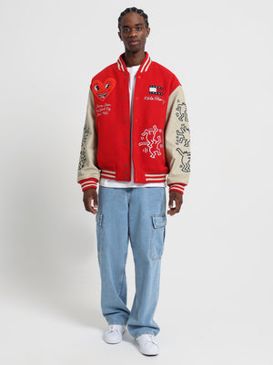 Off-White Men's Varsity Jacket in Red, Size S | End Clothing