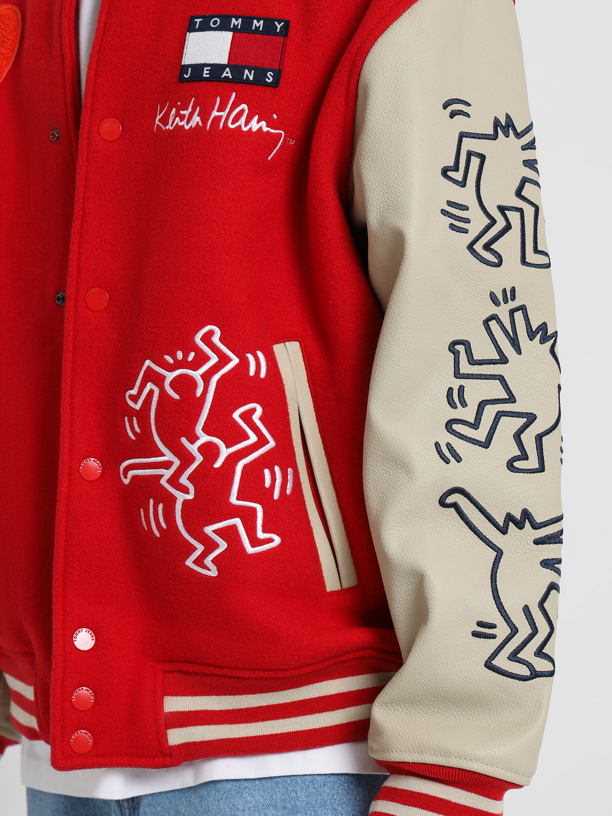 Tommy Hilfiger Keith Haring Varsity Jacket in Red Glare | Red