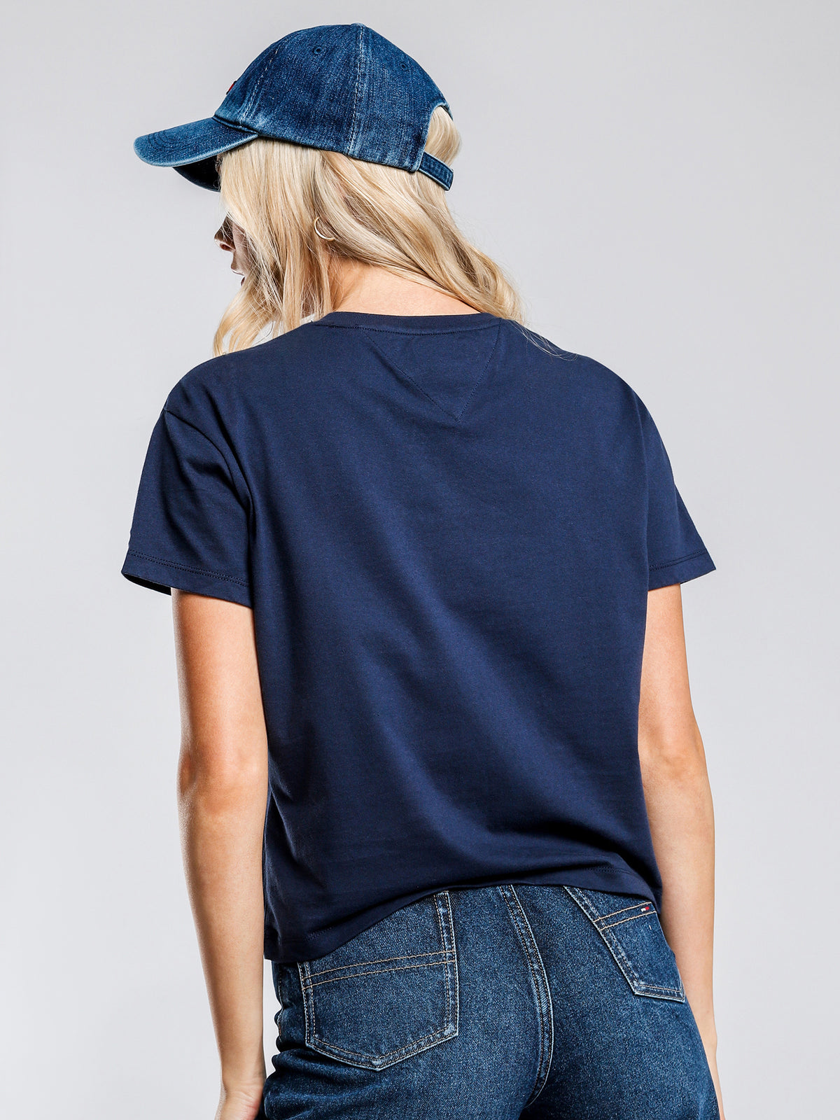 Tommy Hilfiger Linear Logo T-Shirt in Iris Blue | Navy