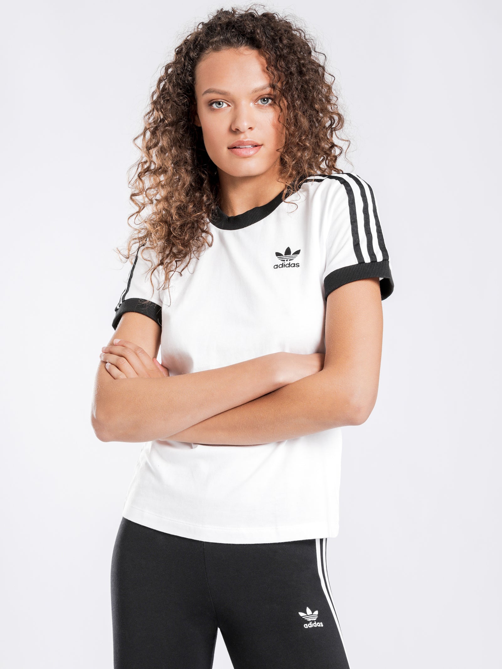 3-Stripes Crew Neck Short Sleeve T-Shirt in White